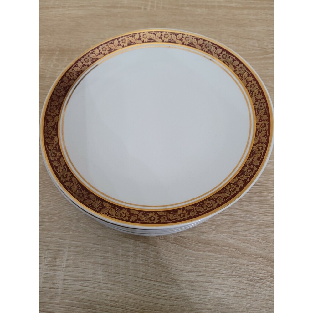 Set of 5 Vintage 7" Desert Plates Gold & Red Design Sumer Bank Yps Turk Mali
